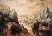 BLES, Herri met de Landscape with Christ and the Men of Emmaus fdg painting